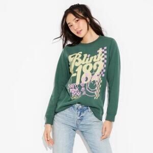 Blink 182 Women's Graphic Sweatshirt Green Size XS